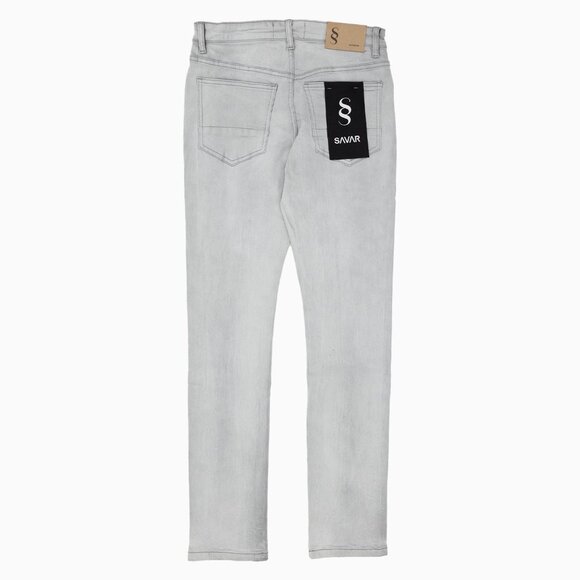 Savar Men's Savar Ice Grey Slim Denim Jeans Pant (Brand New) - Picture 6 of 8
